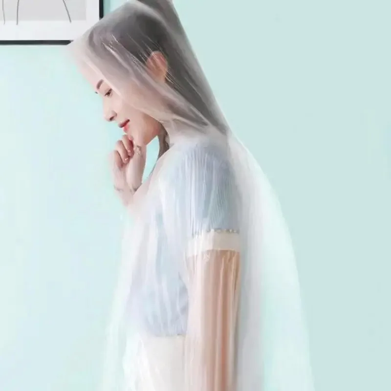 Disposable Rainwear Outdoor Hooded Rain Poncho for Adult Waterproof Lightweight Raincoat Jacket for Hiking Camping Emergency use