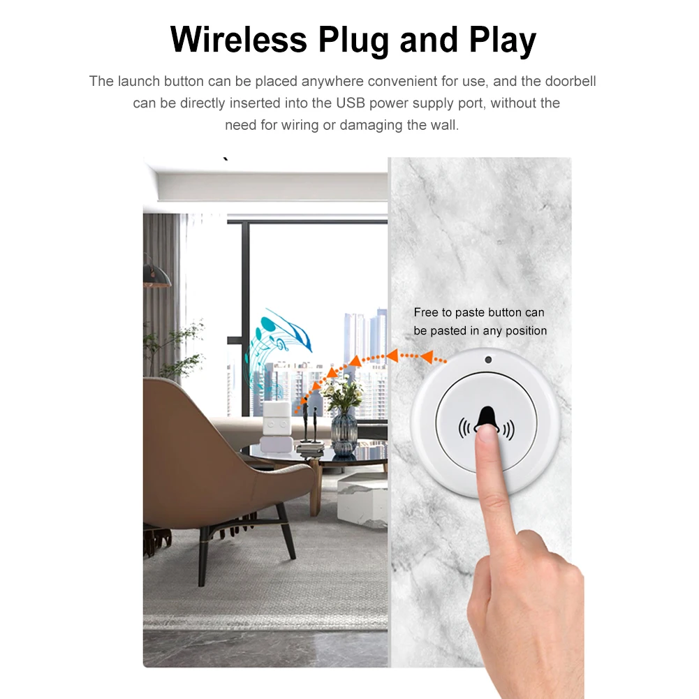 Intelligent Door Chime Strong Signal USB Emergency Call Button 433MHZ Wireless Emergency Doorbell One-key Alarm Remote Control