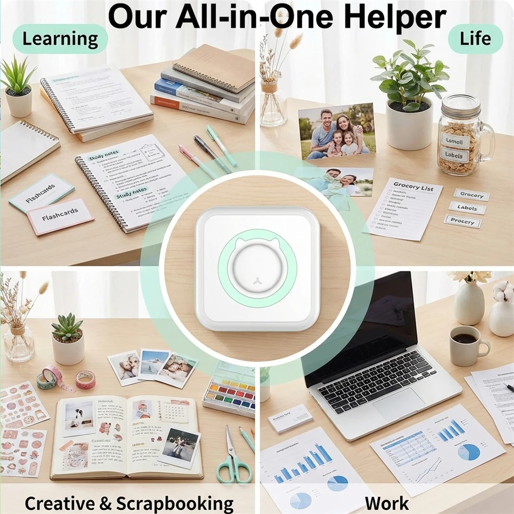 미니 휴대용 BT 감열 프린터 무선 라벨 사진 메모 오답노트 프린터 어린이 학습 선물