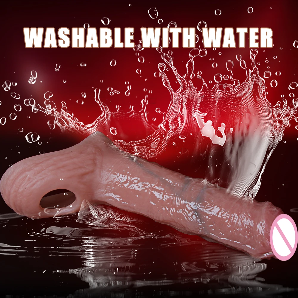Men Extender Silicone Dick Sleeve Realistic Penis Sleeve Enlargement Sleeves For Cock Sex Toys Artificial Penis Enlarge Condom penis sleeve penis condom penis enlargement