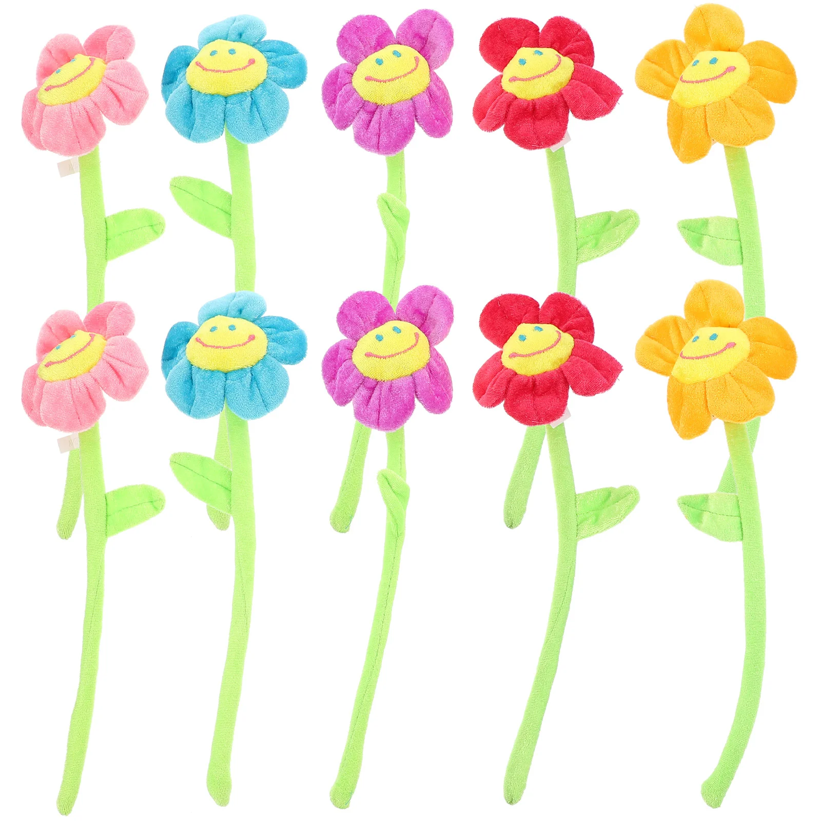 

Plush Flowers , 32cm Long Bendable Stems Assorted Colors Happy Smiles Sunflowers Gift for Boys and grils