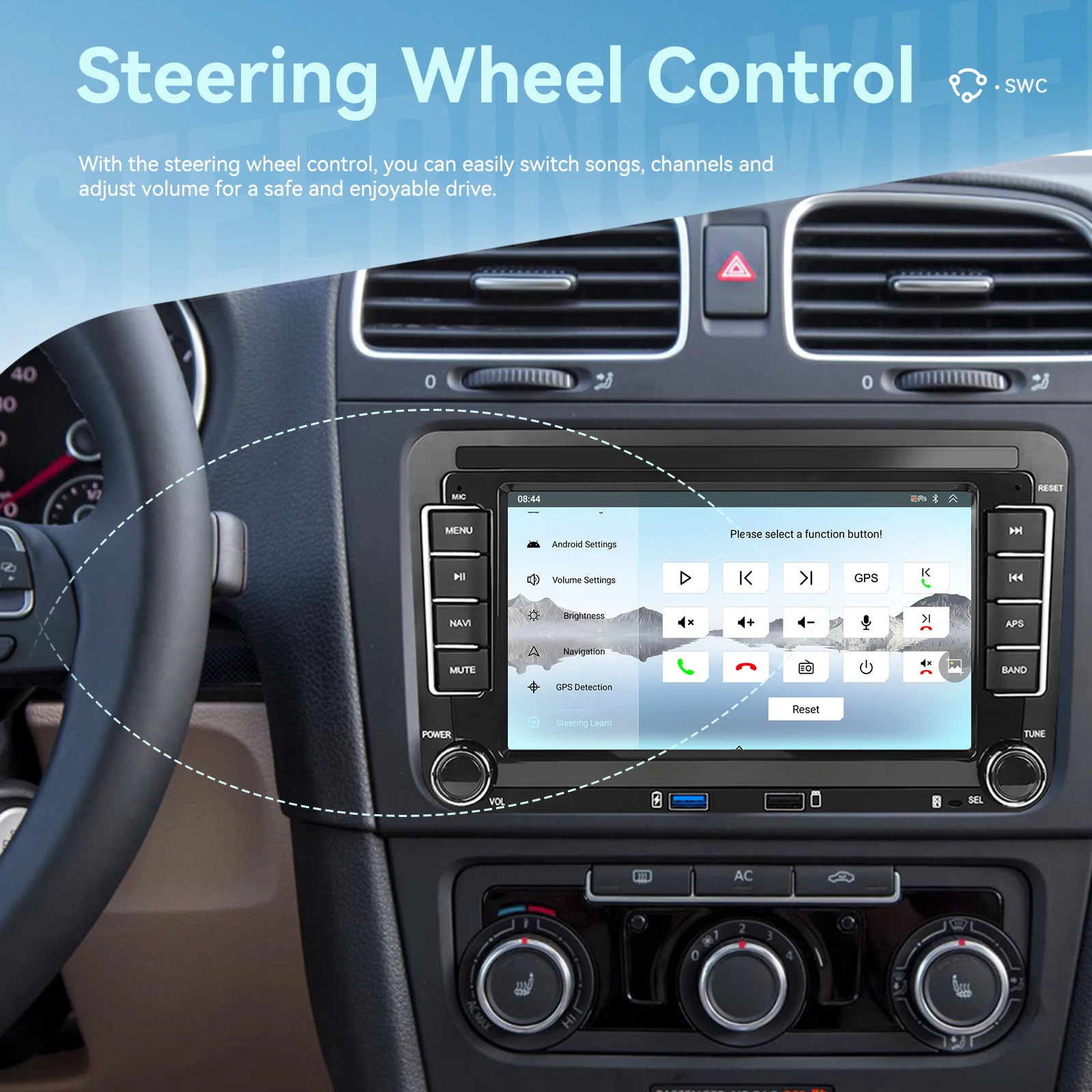 Podofo 4+64G 7'' Autoradio für VW/PASSAT/TOURAN/GOLF Multimedia-Player 8-Kern Qualcomm Carplay Android Auto DSP RDS BT Auto-Audio – Detail 11