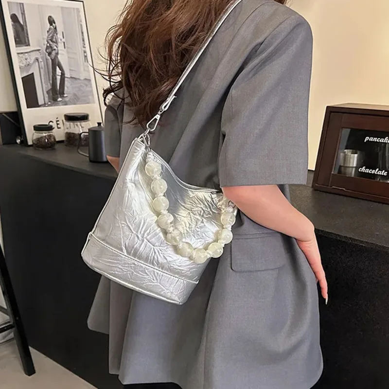High Quality Beaded Women's Cross Bag Multi-color Exquisite Bucket Bag Popular Simple Fashion Single Shoulder Bag for Women 
