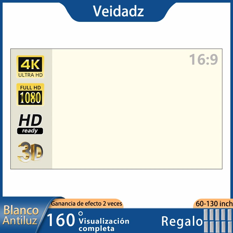 Pantalla Para Proyector De 84 Antiluz 16:9 Hd Cine En Casa