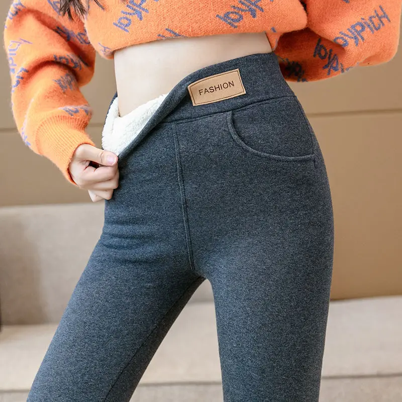 winter-women-fleece-leggings-high-waist-thickened-warm-bottoms-pants-skinny-trouser-women's-clothing-elastic-pencil-pants-new