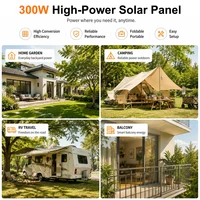 Panneau solaire portable 300W, kit de panneaux solaires pliables, chargeur solaire étanche pour station d'alimentation, camping solaire 7