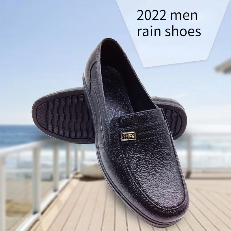 Men Kitchen Working Shoes Chef Shoes Food Factory Hotel Restaurant Canteen Antiskid Rain Shoes Waterproof Oil Proof Loafer Black