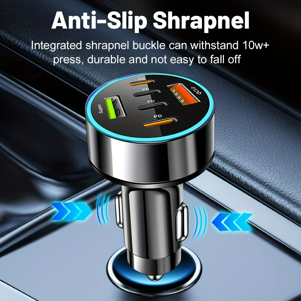 6-in-1 Car Charger Adapter Dual USB PD Type C Fast Charging Phone Charger in Car For Smartphones Tablet Portable USB Car Charger