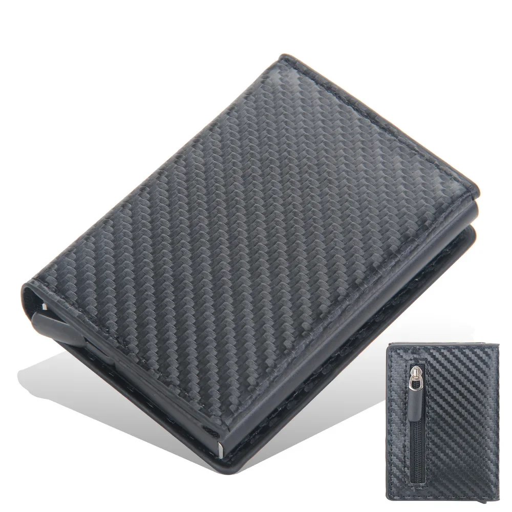 Premium Leather RFID Blocking Credit Card Holder with Magnetic Buckle Closure