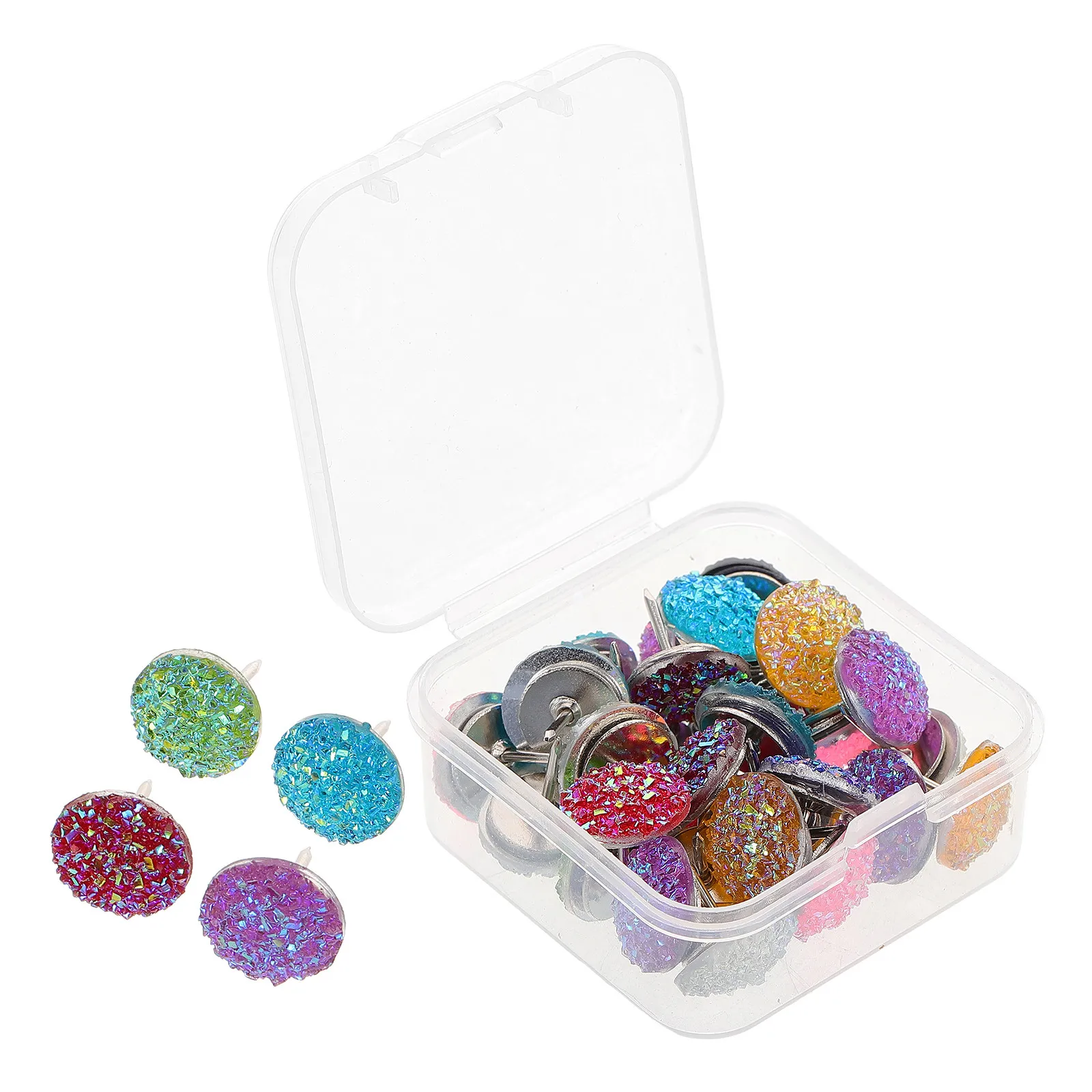 30개 블링 플랫 헤드 푸시핀 코르크보드 게시판 장 압정 DIY 공예품 예쁜 귀여운 재미있는 사무용품