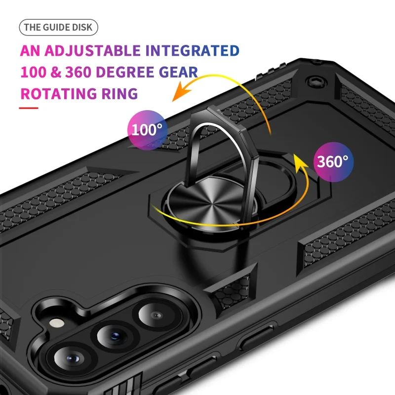 Enhanced Shockproof Armor Phone Case with Lens Protection and Ring Holder