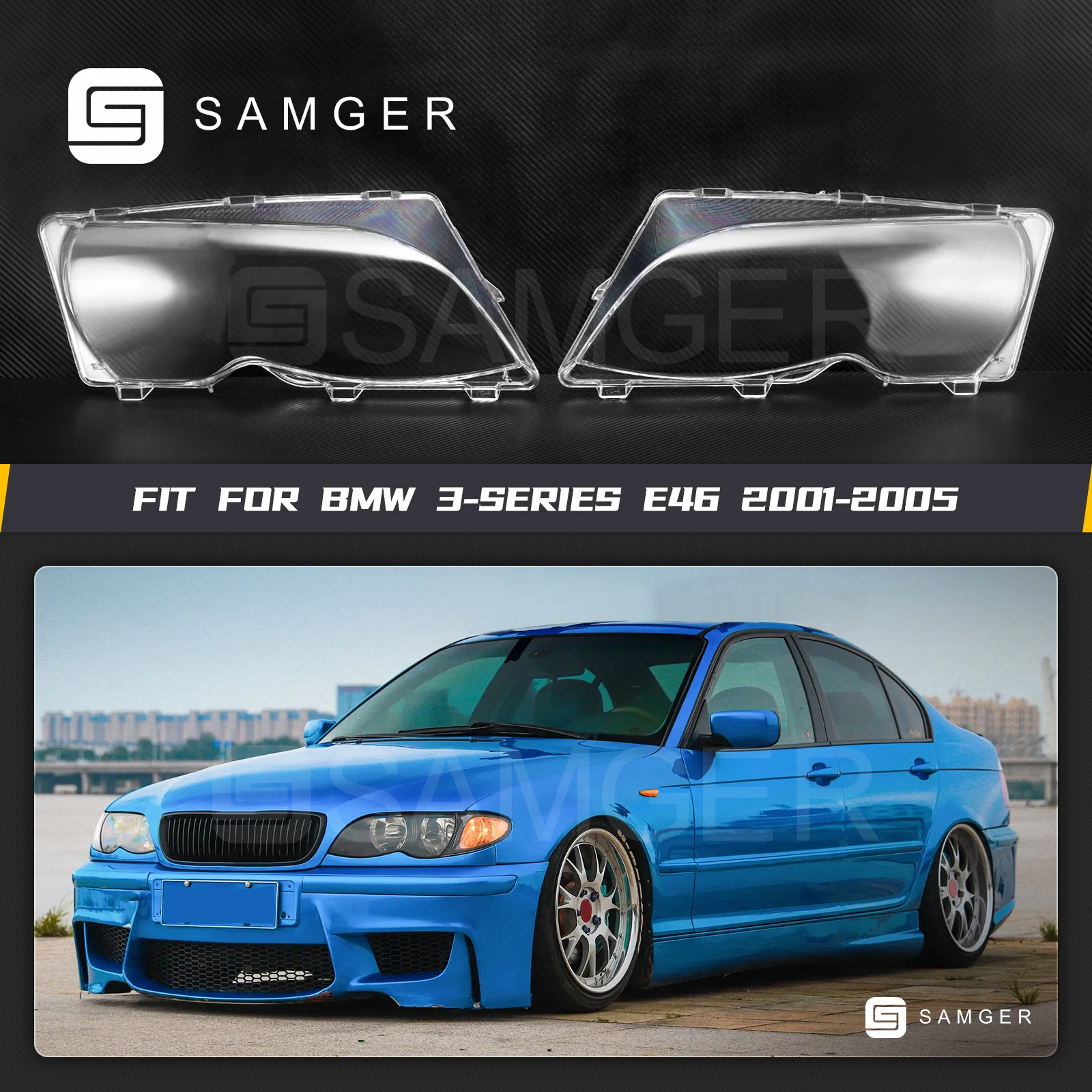 

1Pair Car Front Headlight Cover For BMW E46 2002-2005 318i 320i 323i 325i 4 Doors Sedan Glass Auto Lampshade Shell Lens