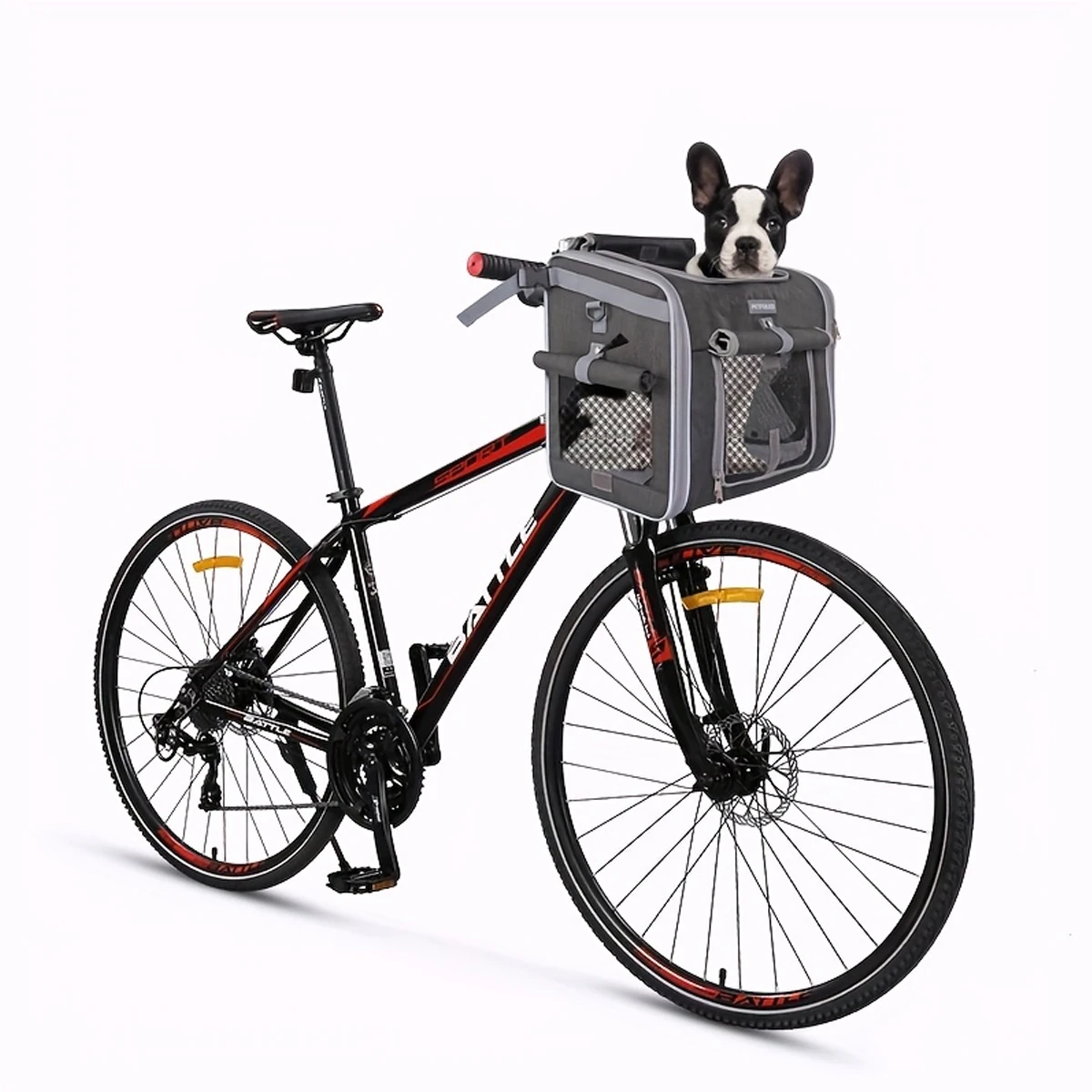 Dog or Cat Bike Basket, Expandable Soft Sided Pet Carrier Backpack with 4 Open Doors, Foldable Dog Bike Carrier