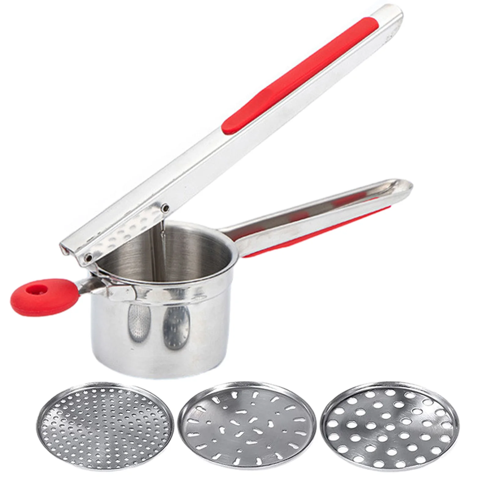 

Professional Stainless Steel Home Ricer Non Slip Potato Press Heavy Duty 3 Interchangeable Discs Restaurant Kitchen Tool Fruit