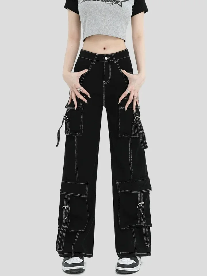 Pantalones Cargo Y2K Gótico Harajuku: Estilo Holgado Y