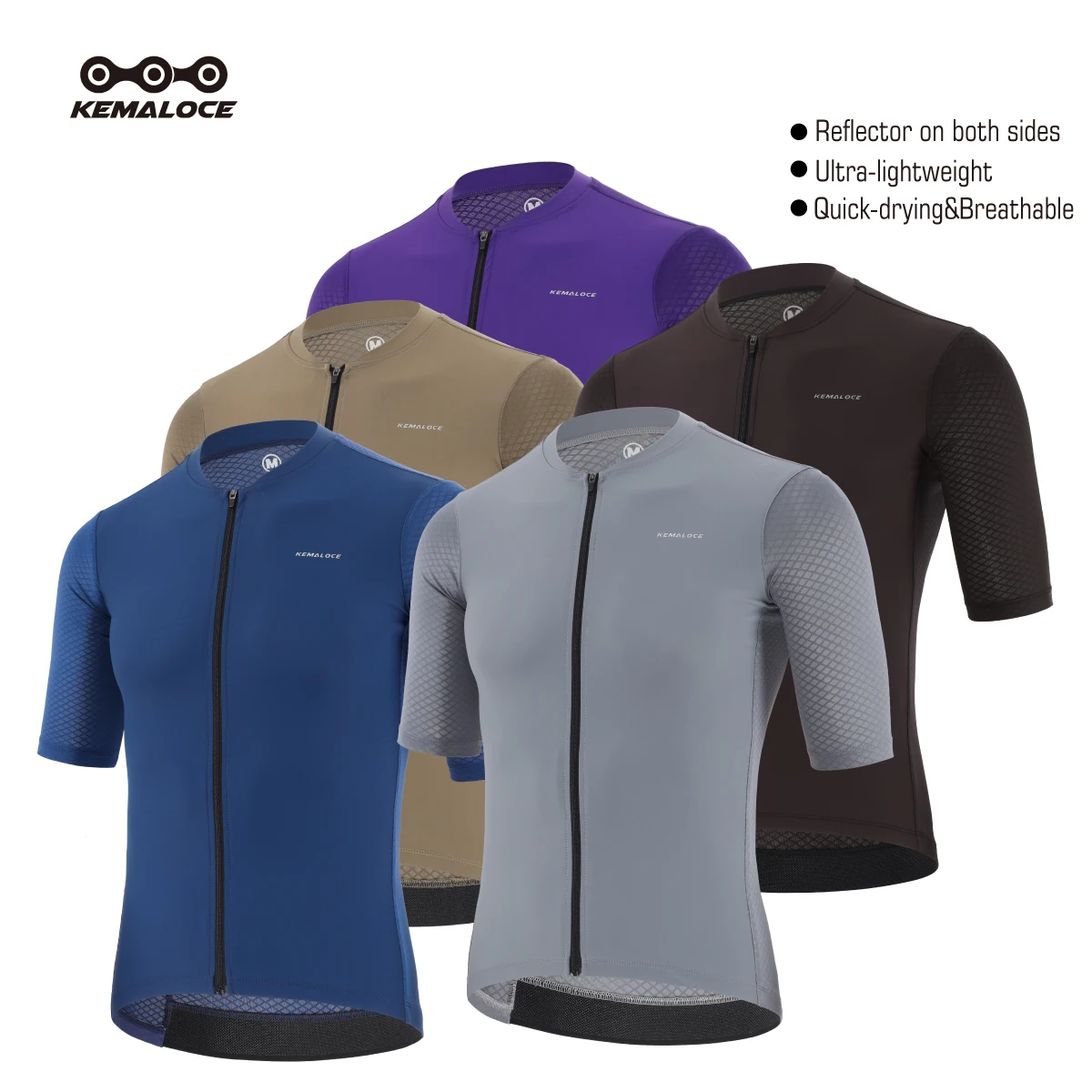 Men's Short Sleeve Cycling Jersey - Reflective, Breathable, Cool - Solid Colors