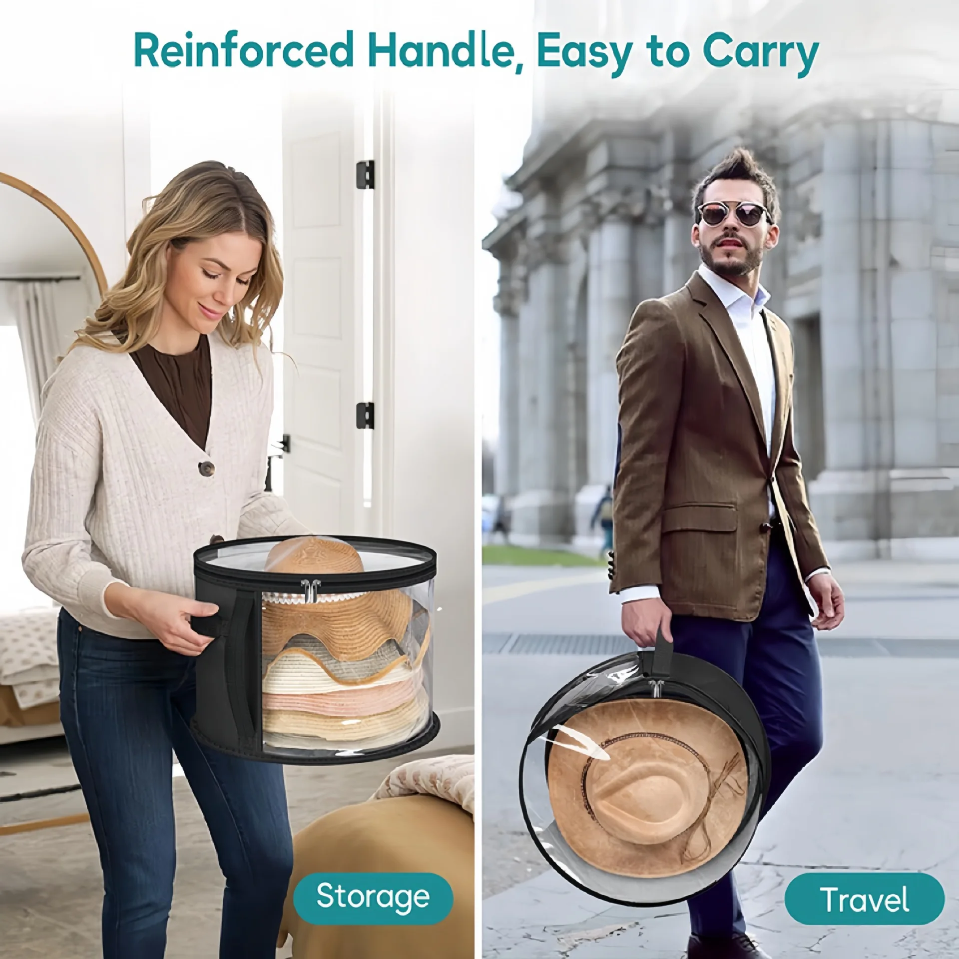 Compact Round Travel Hat Box Organizer - Durable and Convenient Hat Storage