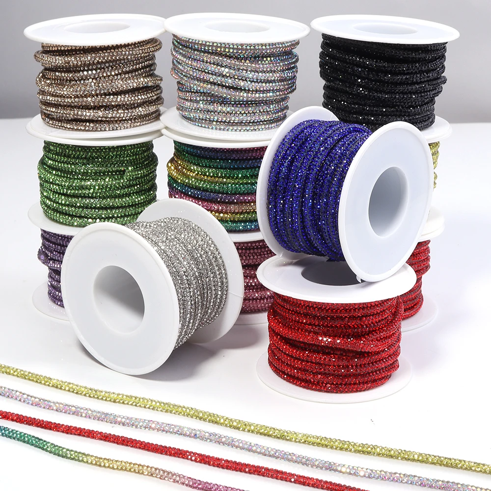 Colorful Rhinestone Chain - Crystal Dense Cup Banding for DIY Jewelry, Bows, and Headwear
