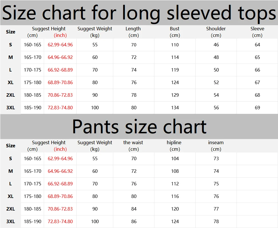 Man wearing striped patchwork long sleeve top and pants set in a sunny outdoor setting chart