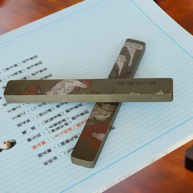 빈티지 구리 페이퍼웨이트 황동 붓꽂이형 페이퍼웨이트 앤틱 캘리그라피 페인팅 페이퍼웨이트 장식 예술용품