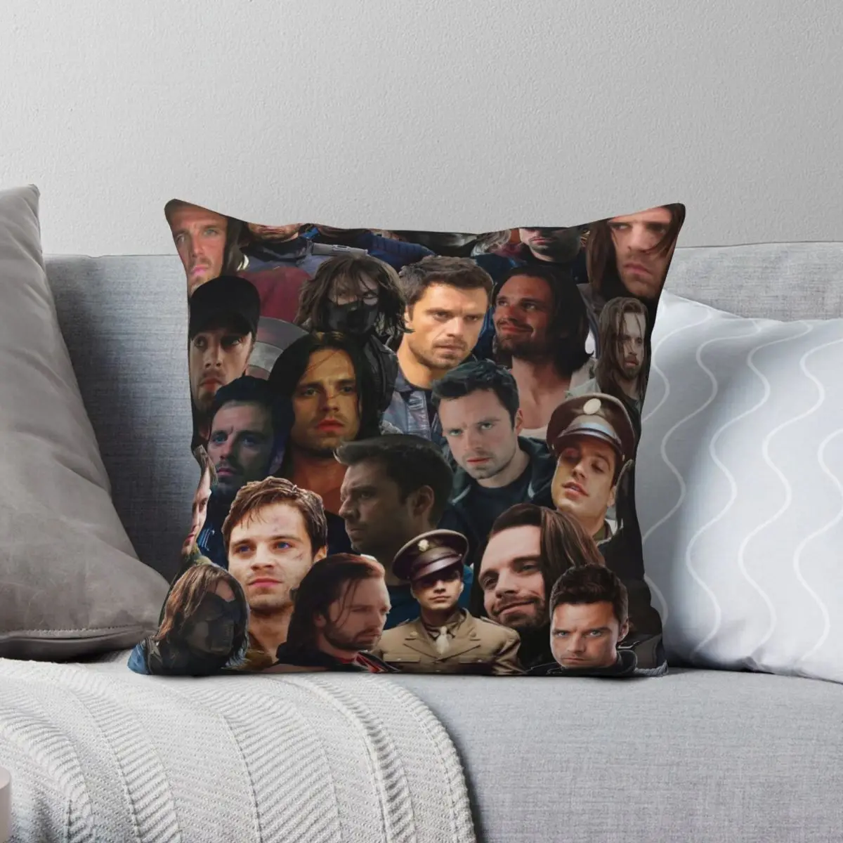 

Winter Soldier Photo Square Pillowcase Polyester Linen Velvet Pattern Zip Decorative Pillow Case Room Cushion Cover 45x45