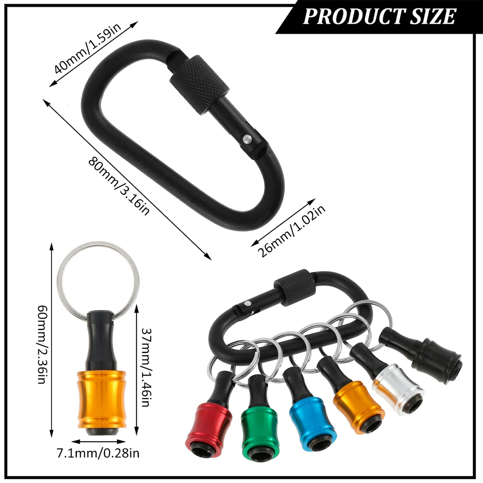 

12Pcs Drill Bit Holder Aluminum Alloy 1/4In Hex Shank Drill Bit Keychain Colorful Quick Change Drill Bit Extension Bar w/ Buckle