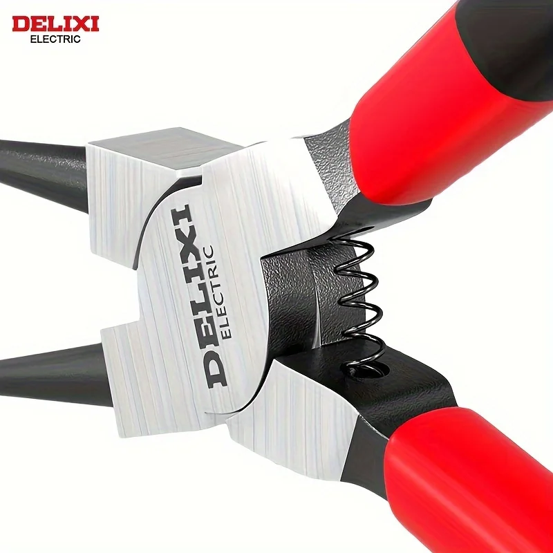 Universal Pliers DELIXI ELECTRIC 5-inch Card Spring Pliers Chrome Vanadium Steel Automatic Rebound Pliers Inner Outer Bending Manual