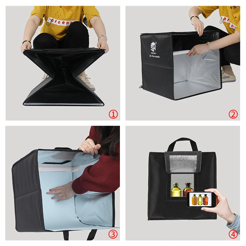 휴대용 스튜디오 탁상 라이트 박스, 촬영 용지 배경, 텐트 사진 박스 세트, 아이템 디스플레이, 30cm, 40cm