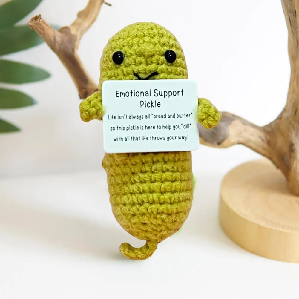 A Handmade Emotional Support Pickle Gift, Cucumber Crochet Doll