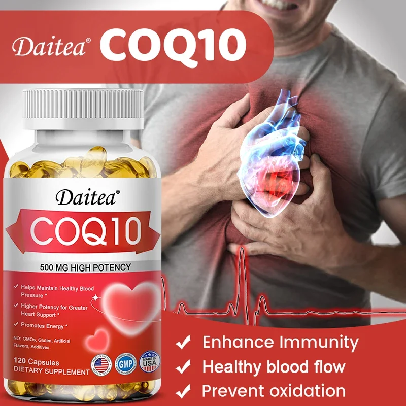 CoQ10 500 mg Softgels Ultra High Absorption CoQ10 Supplement Antioxidant Supplement Vascular Heart Health
