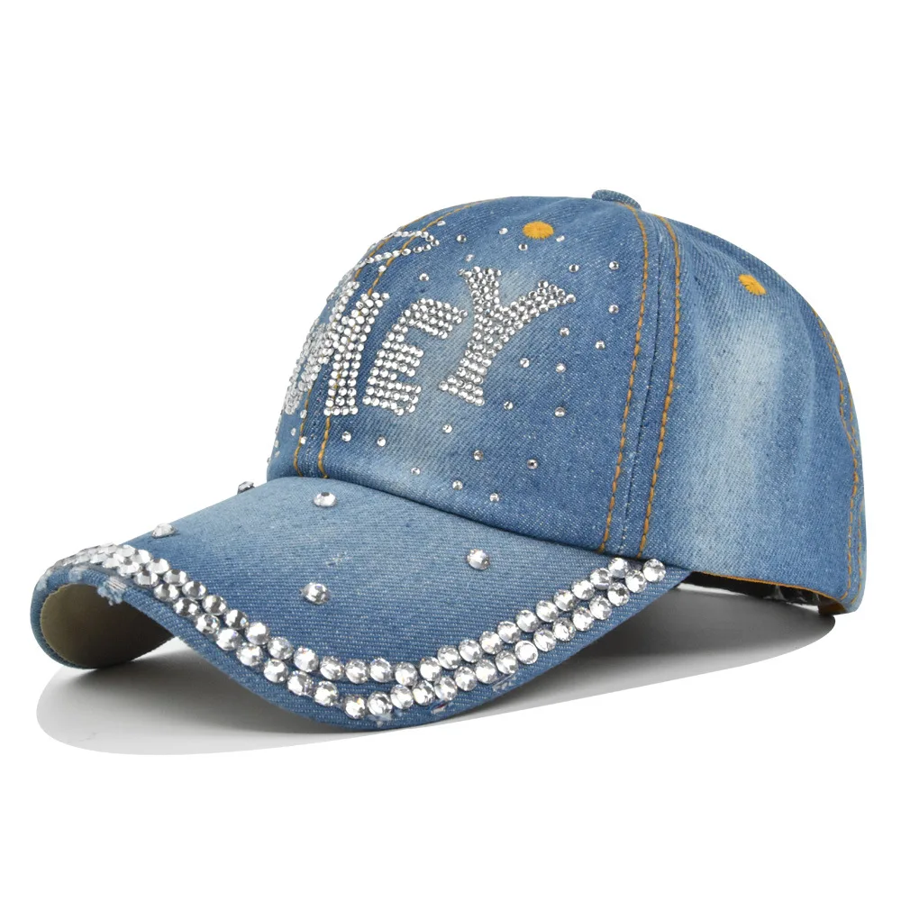 

2023 New Denim Cap Dot Drill Hip Hop Hat Heart Pentagram Baseball Cap Letter Sun Hat for Men and Women