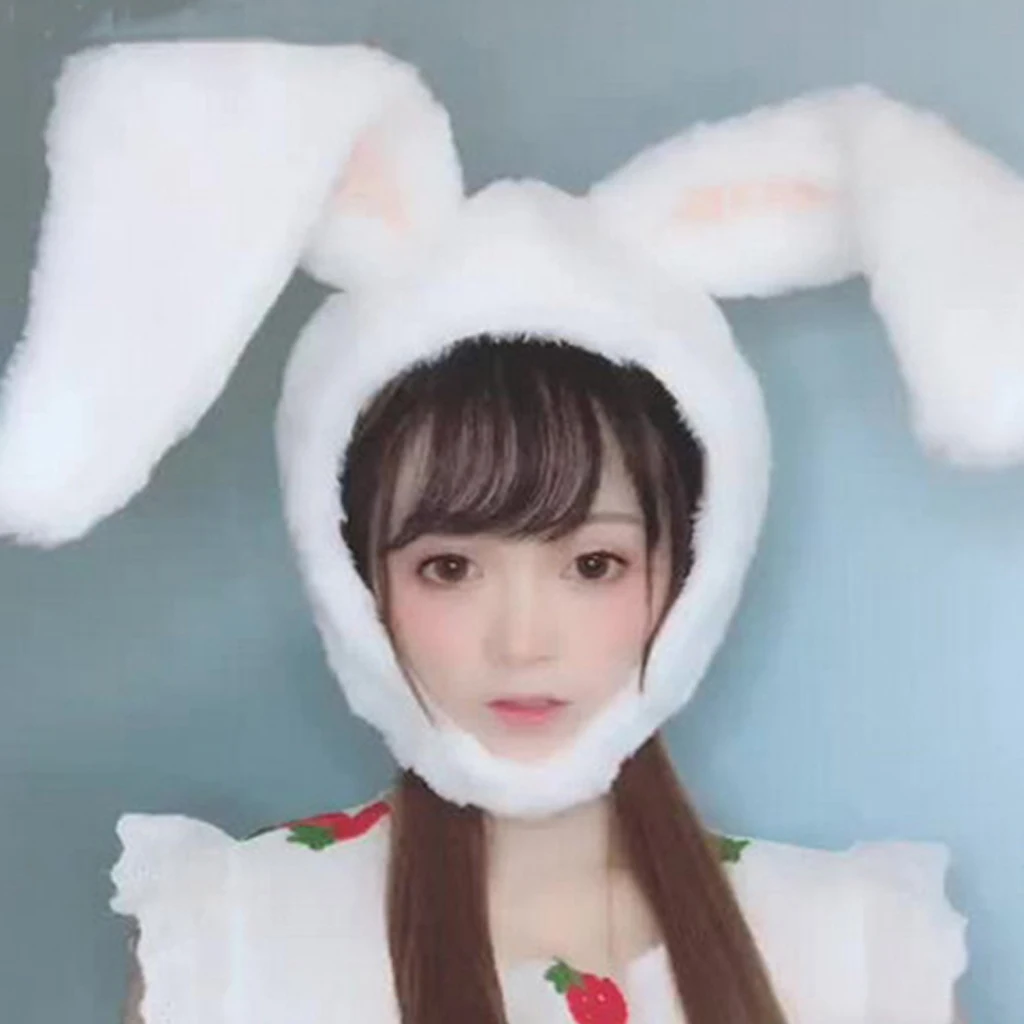 Cute Girl Hat Plush Rabbit Bunny Ears Hat Earflap Cap Head Warmer Fancy Dress Headwear Cosplay Bunny Ears Hood Mask Photo Props