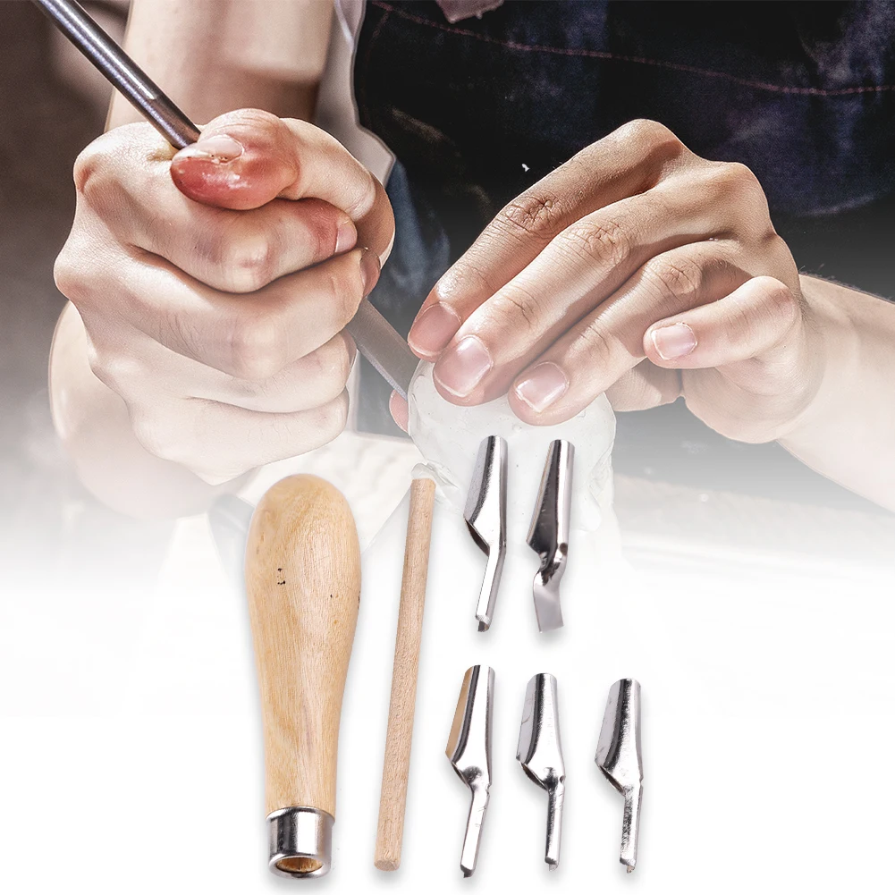 Wood Carving Blades Cutting Knife Wood Carving Knives Carving Tool 7 in 1 Engraving Knives Set DIY Portable Woodcut Knife Scalpel Pen Cutter Kit for Beginners