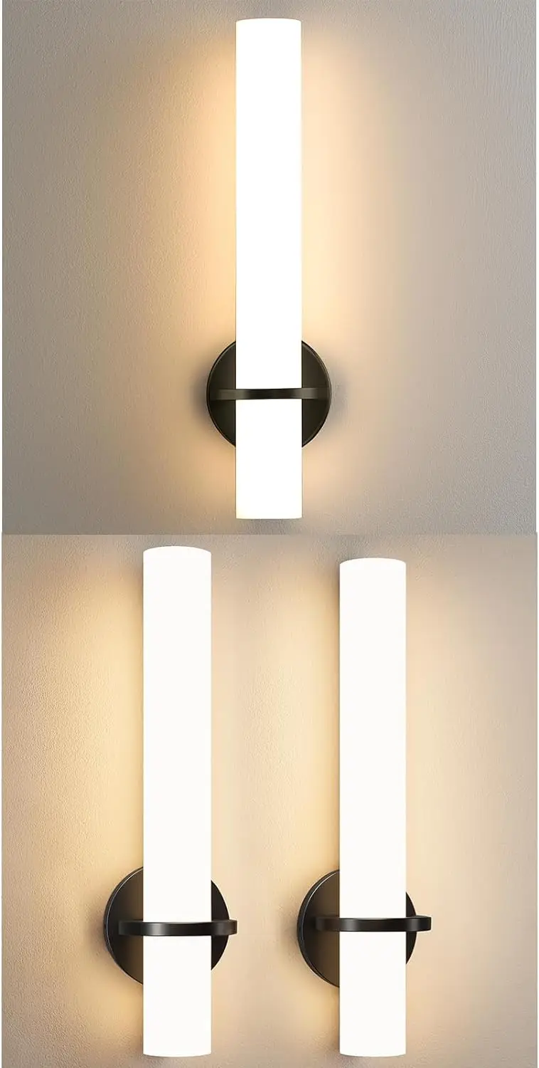 

Sconces Lighting, LED Dimmable Modern Sconces Set of Two 18W 3000K Bathroom Vanity Light with Acrylic Shade Lights for Bedroo