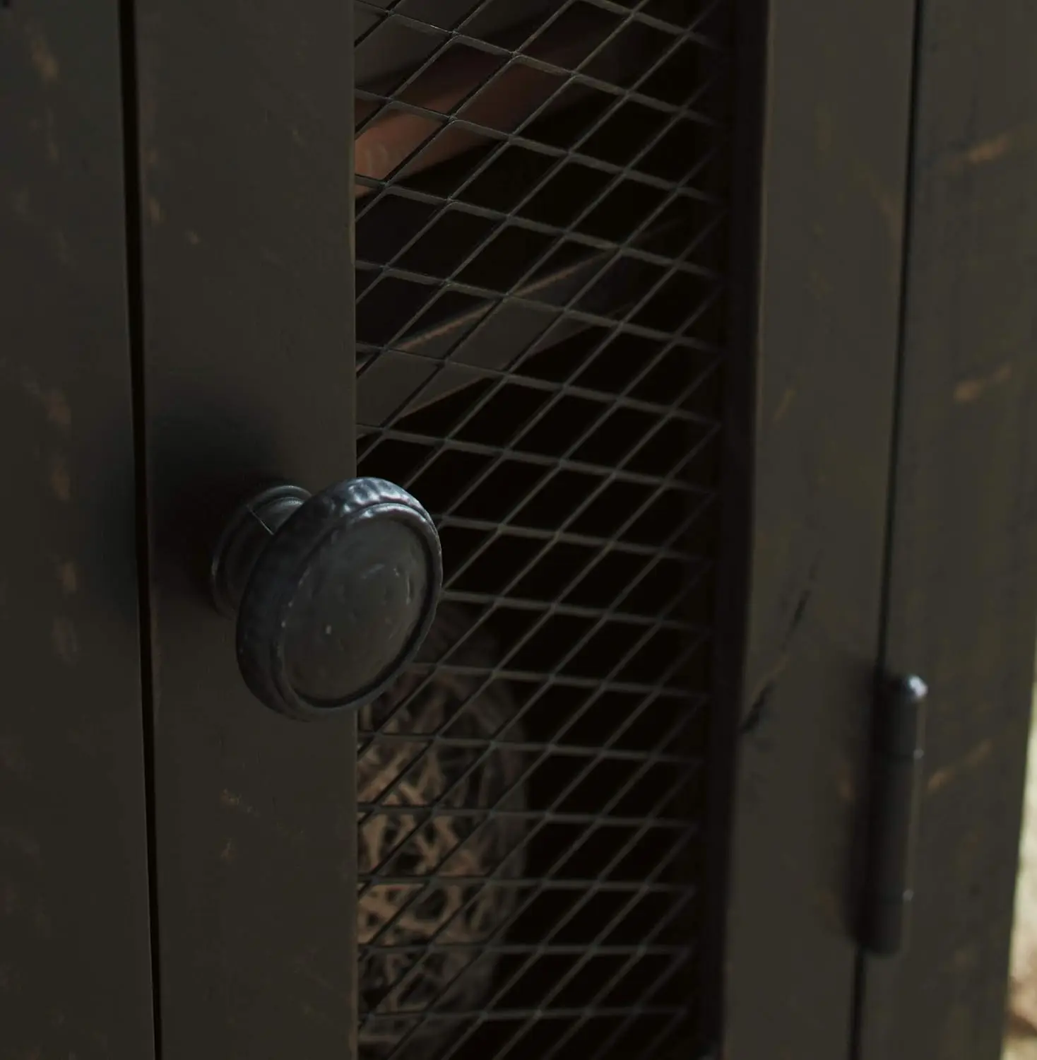 Valebeck Rustic Farmhouse Chair Side End Table with Cabinet Door, Distressed Black