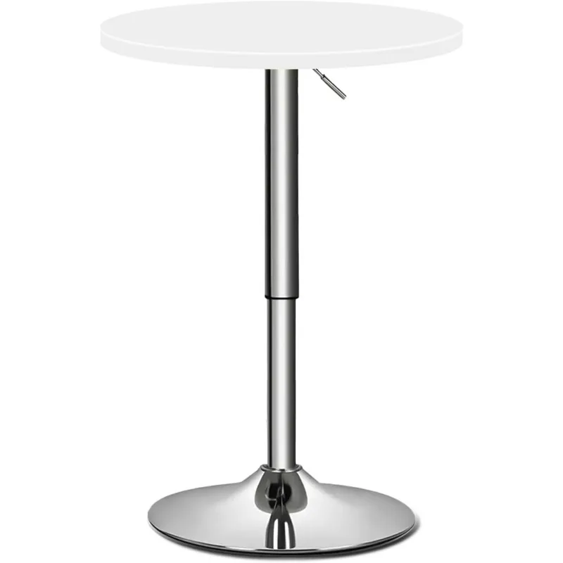 

Magshion Stool 23.6'' Round Adjustable Height Wood Bar Pub Table White