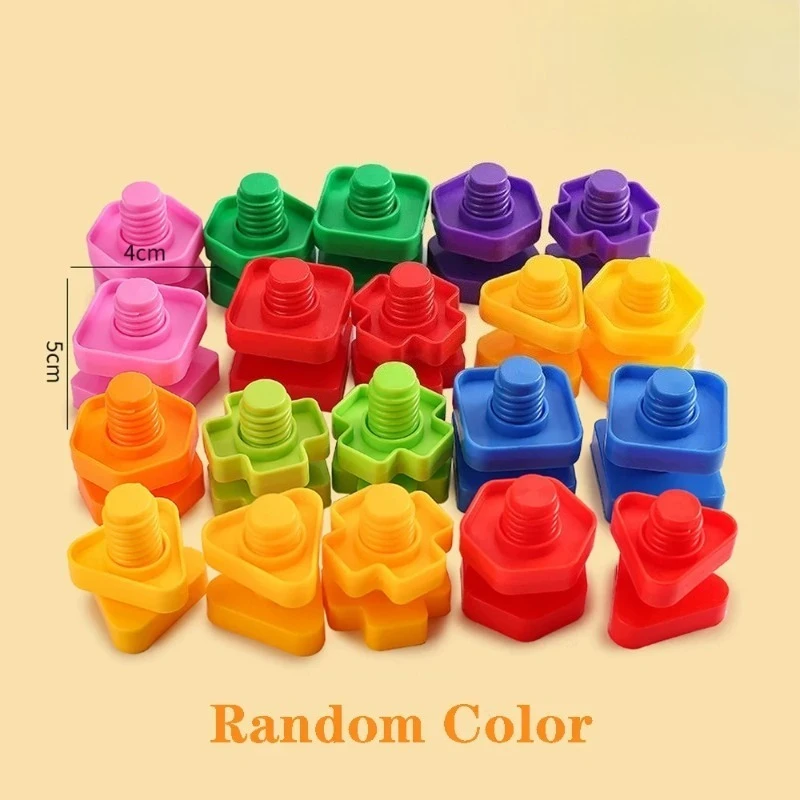 Assemble Toy 10/20 PCS Set of Plastic Assembly Screw Building Blocks for Children Montessori Shape and Color Recognition Educational Toys
