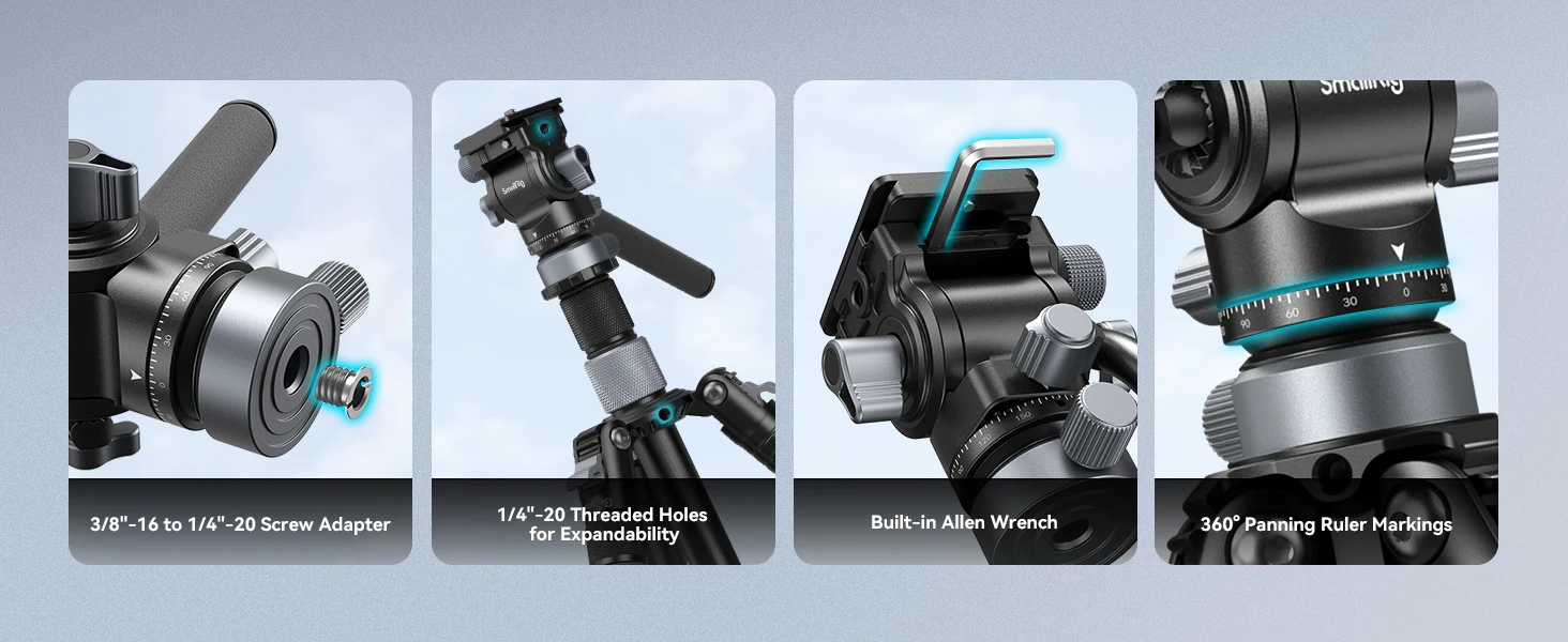 Travel Video Tripod Kit Lightweight Tripods with 360° Video Head for Arca-Swiss