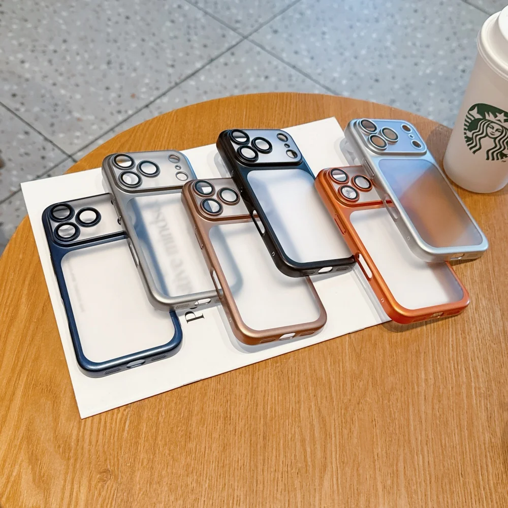 Electroplating Matte Case with Large Window and Lens Film - Ultra Thin Transparent Hard Cover
