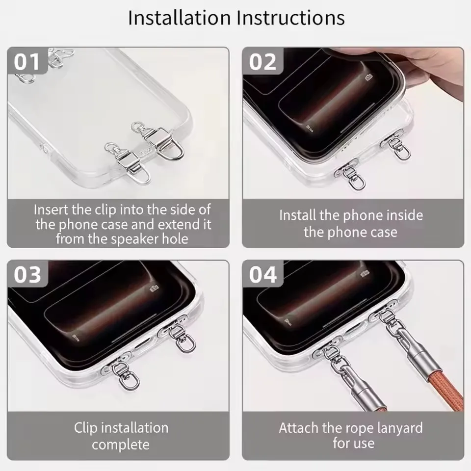Rotatable Steel Phone Tether Tabs - Mini Lanyard Patch Connector Piece
