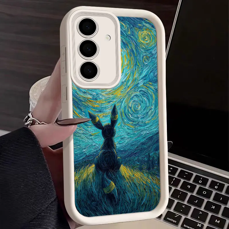 Snorlax & Eevee Van Gogh Oil Painting Soft Phone Case