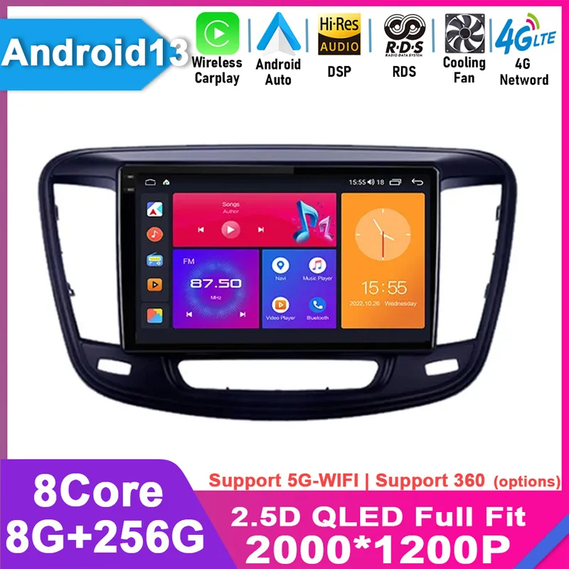 

2K For Chrysler 200 200C 2015 - 2019 Android 13 Radio Video Player Car Autoradio Multimedia Screen Stereo Carplay gps Navigation