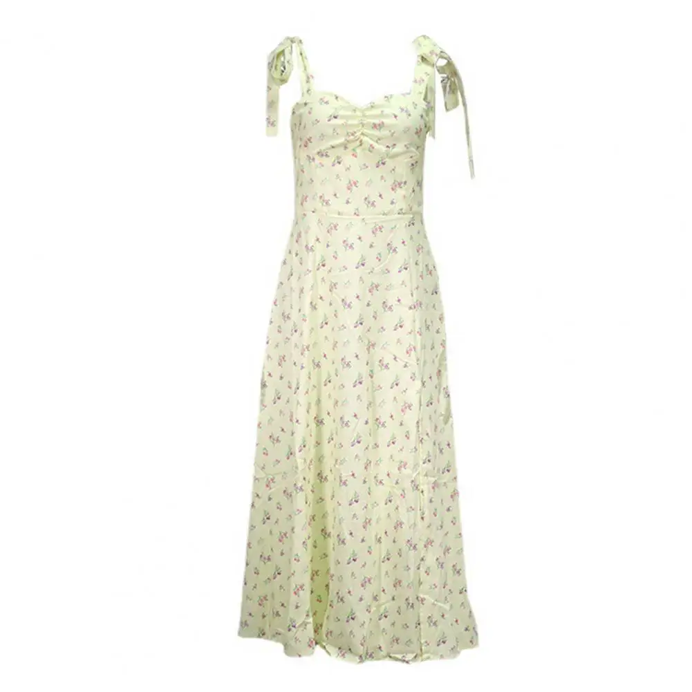 

Платье-миди женское летнее на шнуровке, с цветочным принтом и разрезом