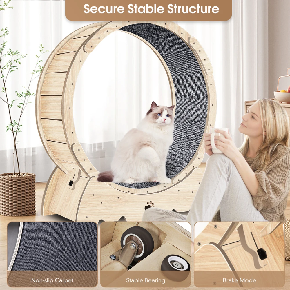 Cat Exercise Wheel for Indoor Cats, Cat Running Wheel with Carpeted Runway, Sport Treadmill for Kitty's Longer Life