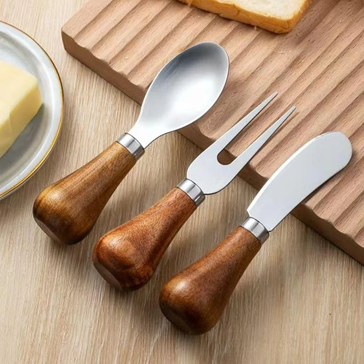 1 Set Cheese Multitools Kitchen Tools Jam Spreader Cheese Shaver Slicer Kitchen Butter Spatula Multifunction Wooden cheese grater cheese slicer cheese knives set cheese maker set