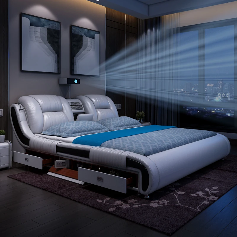 

Modern Luxury King Bed Unique Multifuncion Boys Full Size King Bed Smart Two Persons Letto Matrimoniale Furniture Complete