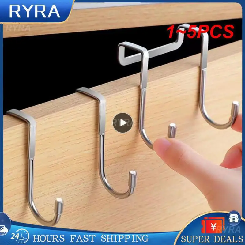 

1~5PCS Cabinet Doors Back Hook Shower Glass Door Towel Hanger Desks Drawers Hooks For Bedroom Kitchen Bathroom Storage Organizer