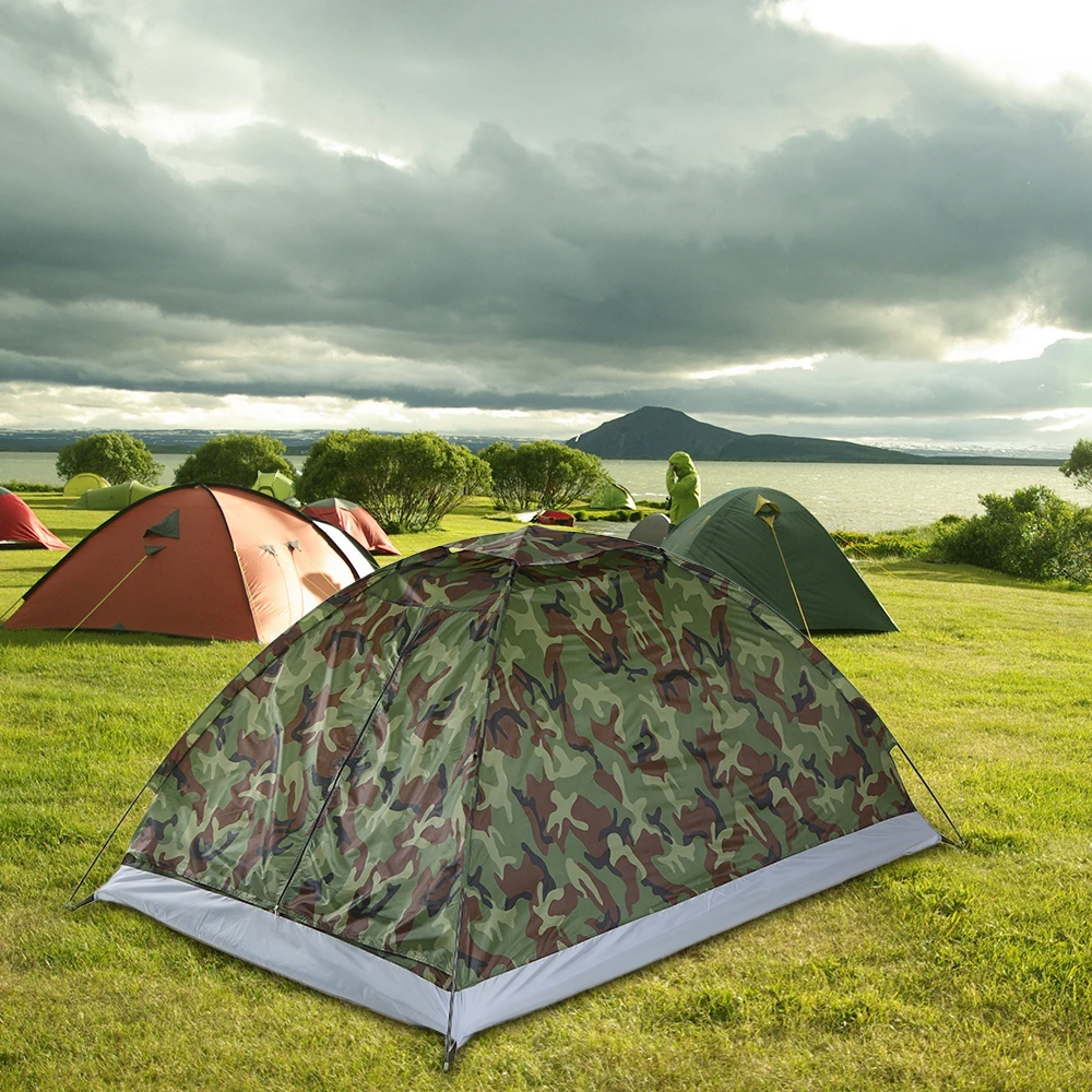 2 Person Camping Tent Single Layer Portable Camouflage Waterproof Outdoor 3 Season Camping Tent Ultralight Beach camping tent portable tent
