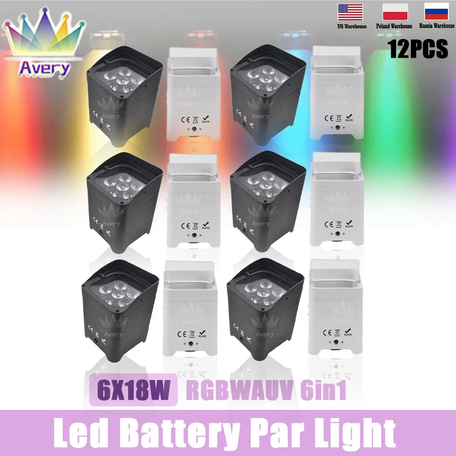 

0 Tax 12PcsOnly Bag For Battery Wireless DMX Wifi Remote Led Wedding Uplight 6x18w RGBWAUV 6in1 LED Par Lights