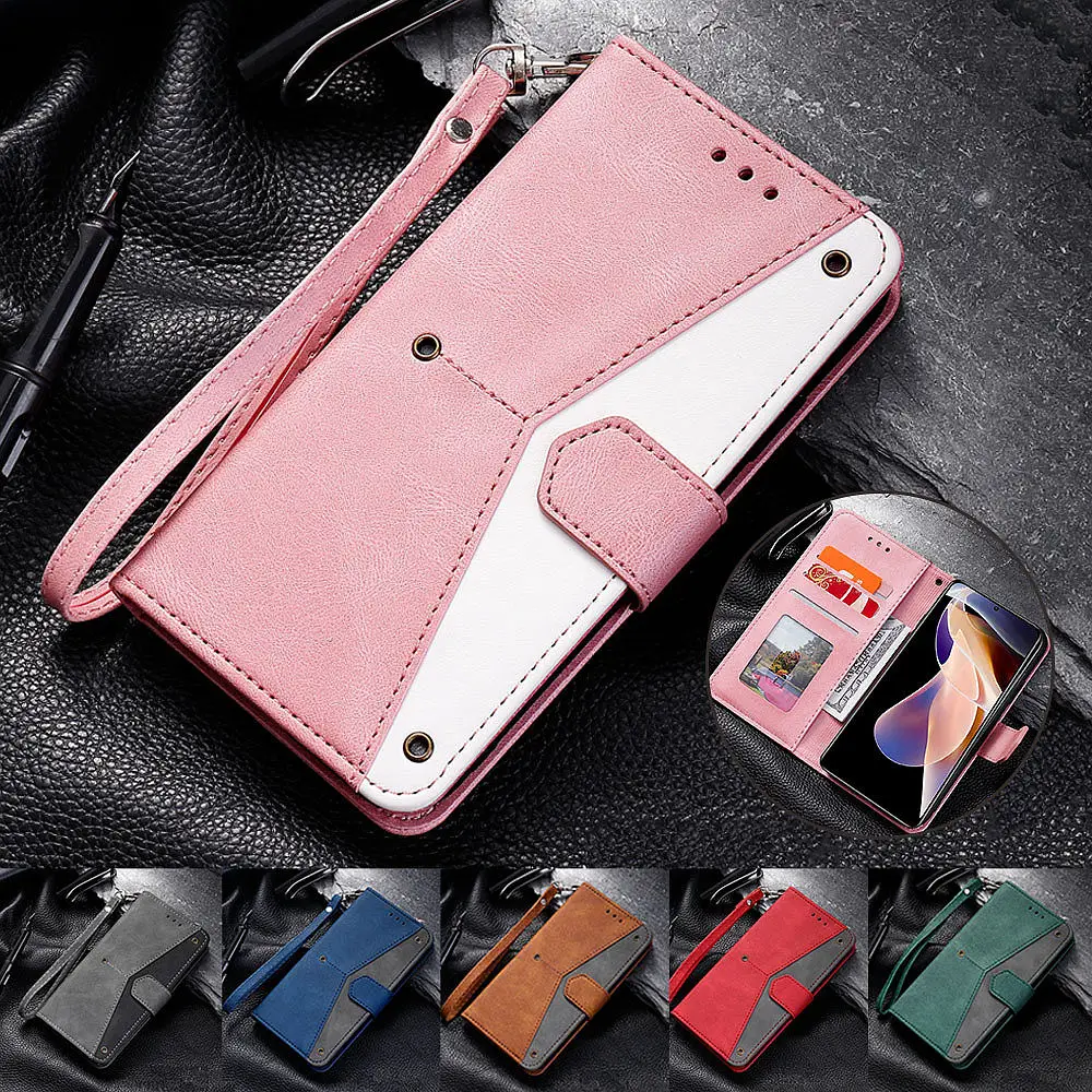 Rivet Leather Card Pocket Case for Redmi 10 9 9A 9C 9T Note 11 8 Handstrap Flip Cover Xiaomi Poco X3 Pro M4 | Мобильные телефоны и